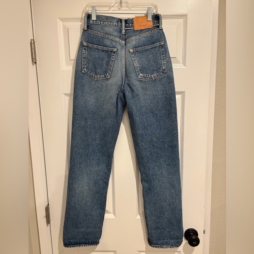 Moussy Vintage Trenton High Rise Wide‎ Straight Leg Jeans Light Wash Size 24 - Picture 4 of 10